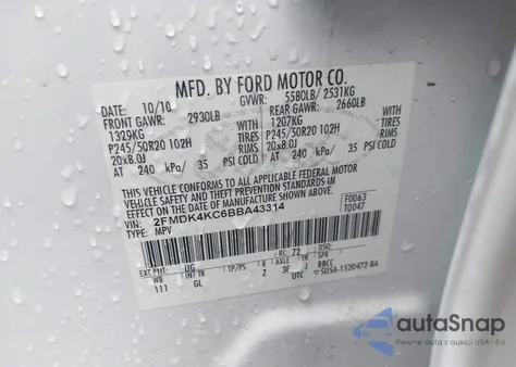 2011 Ford Edge Limited from USA, damaged, VIN 2FMDK4KC6BBA43314